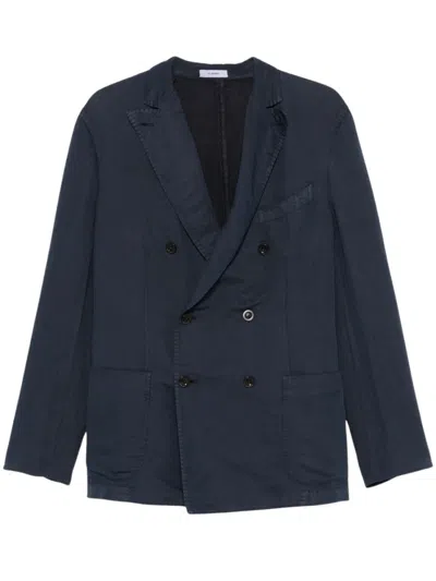 Boglioli Navy Blue Double-breasted Cotton Jacket