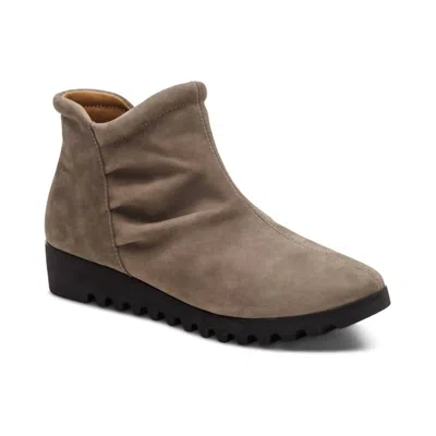 Aetrex Women's Zoey Slip On Boot In Dark Taupe Nubuck