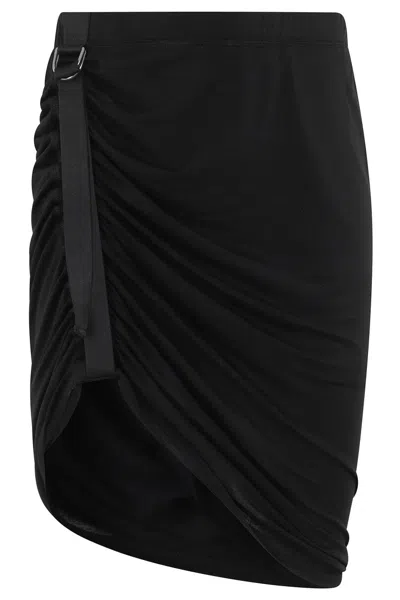 Helmut Lang Draped Jersey Skirt With Adjustable Side Strap