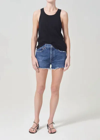 Agolde Parker Vintage Cut Off Short In Caution In Black