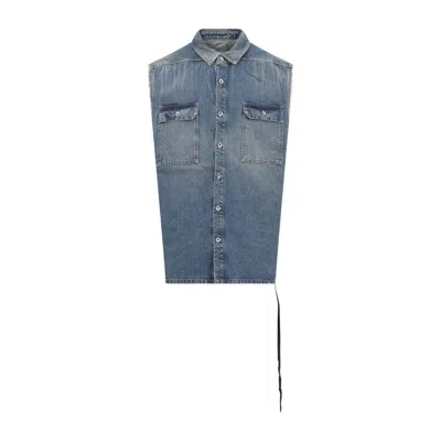 Rick Owens Drkshdw Indigo Hollywood Sl Tommy Jumbo Denim Overshirt