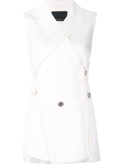 Proenza Schouler Woman Asymmetric Cotton And Wool-blend Jacquard Waistcoat White