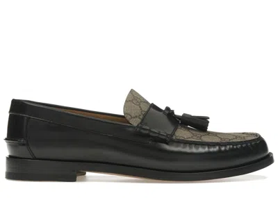 Pre-owned Gucci Men's  Tassel Gg Canvas Loafers Sneakers In Black/ebony