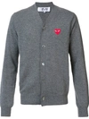 Comme Des Garçons Play Embroidered Heart Cardigan In Grey