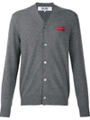 Comme Des Garçons Play Embroidered Heart Cardigan In Grey