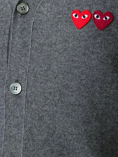 Shop Comme Des Garçons Play 'double Heart' Cardigan In Grey