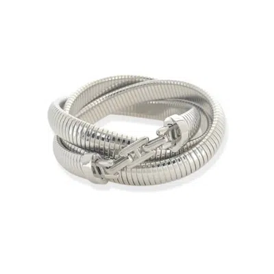 Omg Blings Semi Stretch Ribbed Bangle In Silver