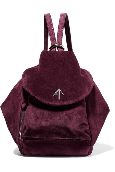 fernweh mini suede backpack Manu Atelier Fernweh Mini Leather-trimmed Suede Backpack