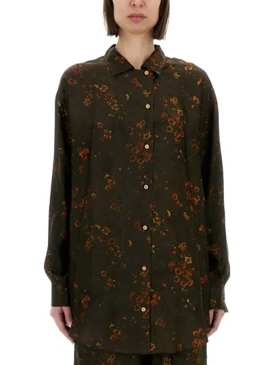 Uma Wang Pomegranate-print Asymmetrical-buttoned Top In Multi