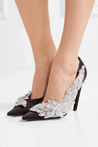 Shop Balenciaga Sequin-embellished Satin Pumps