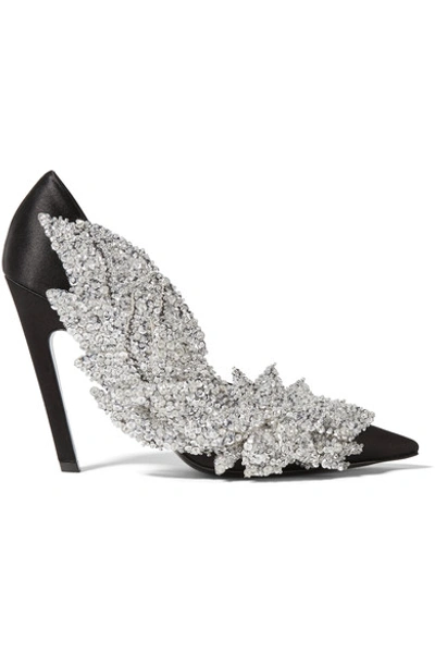 Shop Balenciaga Sequin-embellished Satin Pumps