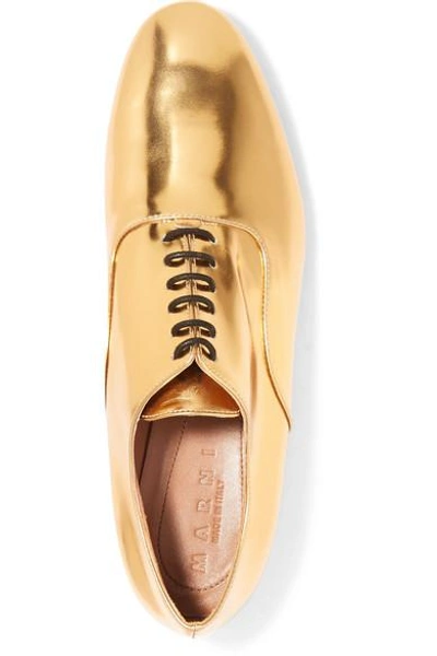 Shop Marni Metallic Leather Brogues