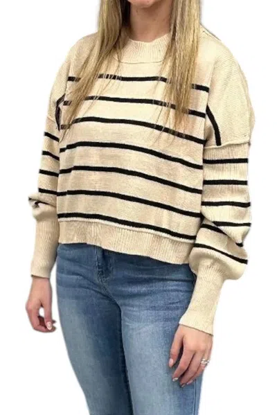 Lily Clothing Cropped Sweater In Apricot Stripe
