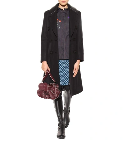 Shop Fendi Baguette Wave Leather Shoulder Bag In Lordeaux+rutheeium Ultra Llack