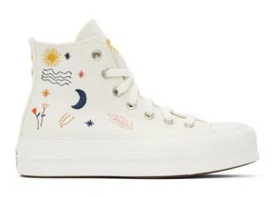 Pre-owned Converse Chuck Taylor All Star Platform It's Okay To Wander (women's) Sneakers In Egret In White