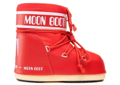 Pre-owned Moon Boot Icon Nylon Low Boot Sneakers In Red