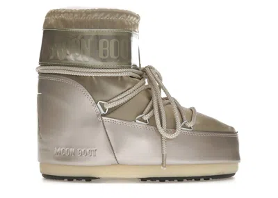 Pre-owned Moon Boot Men's  Icon Low Boot Sneakers In Glance Platinium In Silver