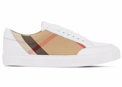 Pre-owned Burberry House Check Low Top (women's) Sneakers In Optic White/archive Beige In Multi