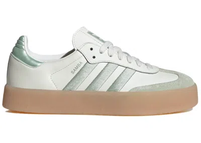Pre-owned Adidas Originals Sambae (women's) Sneakers In Metallic In Off White/linen Green/linen Green Metallic