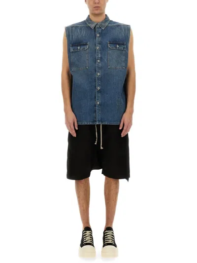 Rick Owens Drkshdw Indigo Hollywood Sl Tommy Jumbo Denim Overshirt