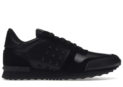 Pre-owned Valentino Garavani Men's  Rockstud Rockrunner Sneakers In Black