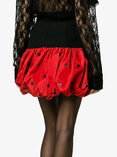 Shop Saint Laurent Polka Dot Mini Bubble Skirt In Red