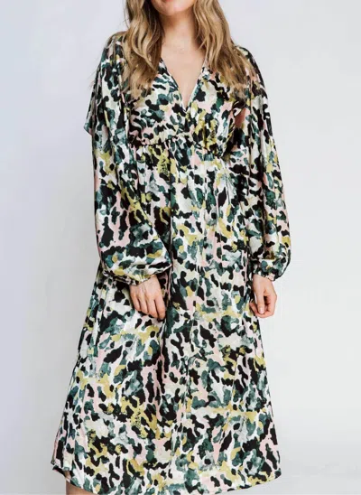 Zhrill Reflection Printed Dress In Green Multi