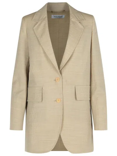 Max Mara Longline Textured Wool Jacket With Rear Vents
