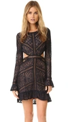 For Love & Lemons Emerie Lace Cutout Dress In Black