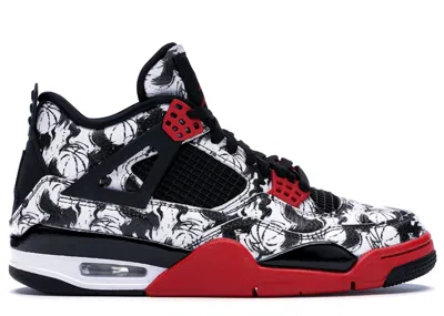 Pre-owned Jordan 4 Retro Tattoo (2018) Sneakers In Black/fire Red In Multi