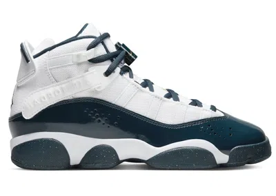 Pre-owned Jordan 6 Rings Sneakers In White/metallic Gold/armory Navy Blue In Multi