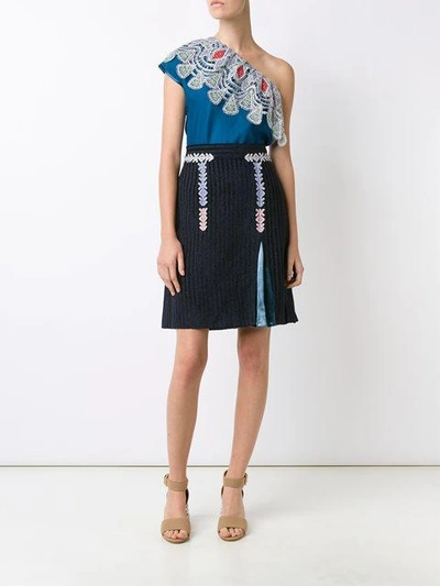 Shop Peter Pilotto Embroidered One Shoulder Top