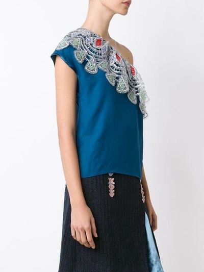 Shop Peter Pilotto Embroidered One Shoulder Top