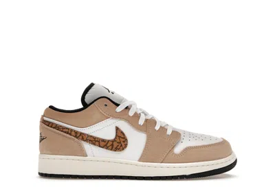 Pre-owned Jordan 1 Low Se Brown Elephant Sneakers In Hemp/light British Tan/white In Multi