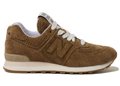 Pre-owned New Balance 574 Miu Miu Striped Velvet (women's) Sneakers In Cinnamon In Brown
