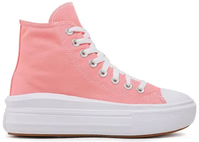 Pre-owned Converse Chuck Taylor All Star Move Platform Hi (women's) Sneakers In Lawn Flamingo/white In Multi