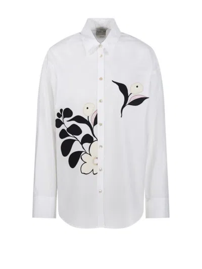 Forte Forte Floral Embroidered Cotton Shirt With Relaxed Fit