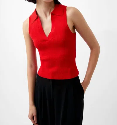 French Connection Cosysoft V-neck Sleeveless Jumper In Mars Red