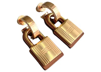 Pre-owned Hermes Women's  Earrings O'kelly/rose In Gold/rose Gold
