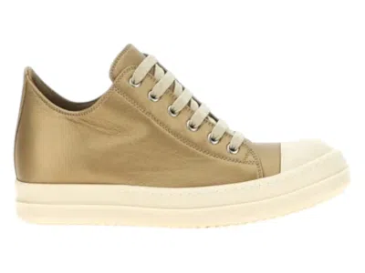 Pre-owned Rick Owens Men's  Metallic Low Sneaks Sneakers In Gold/milk