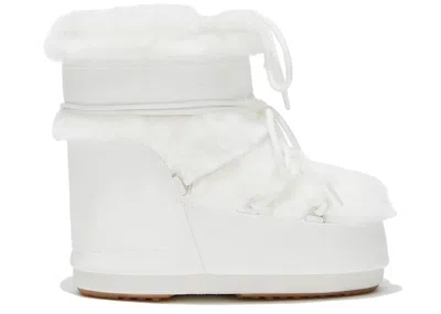 Pre-owned Moon Boot Icon Fauxfur Low Boot Sneakers In White