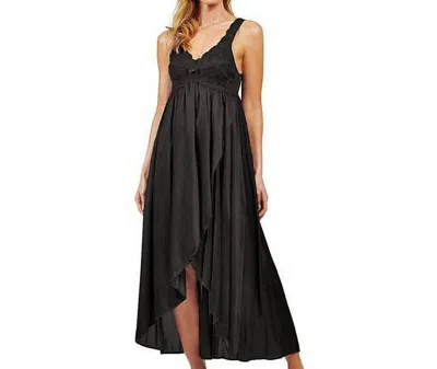Shadowline Lingerie Silhouette Nylon Tricot Hi-low Gown In Black