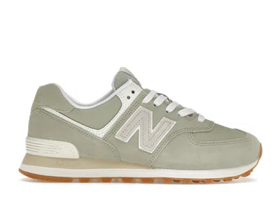 Pre-owned New Balance 574 (women's) Sneakers In Calm Green/angora