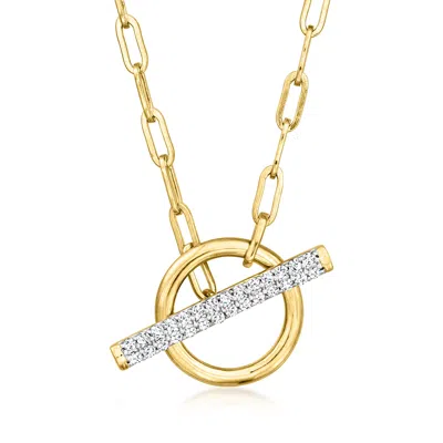 Ross-simons Diamond Paper Clip Link Toggle Necklace In 18kt Gold Over Sterling