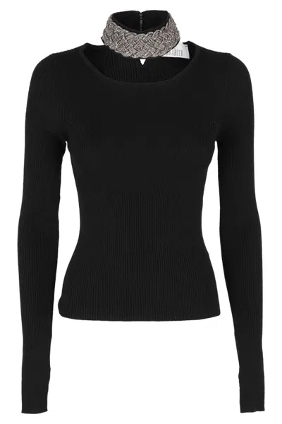 Giuseppe Di Morabito Crystal-embellished Ribbed-knit Jumper