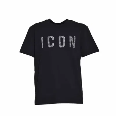 DSQUARED2 BLACK REGULAR FIT T-SHIRT WITH ICON LOGO 