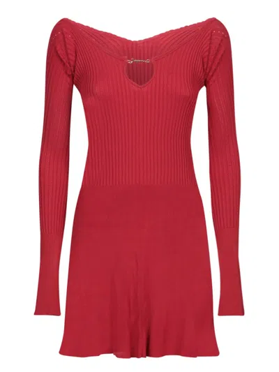 Jacquemus Ribbed Mini Dress With Cut-out Detail And Long Sleeves
