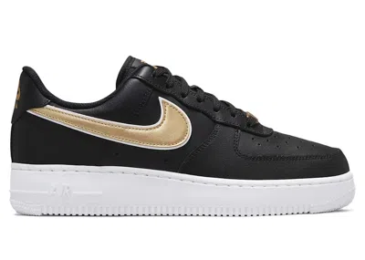 Pre-owned Nike Air Force 1 Low '07 Essential (women's) Sneakers In Black/white/metallic Gold