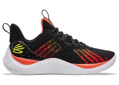 Pre-owned Under Armour Curry Flow 10 Iron Sharpens Iron Sneakers In Black/after Burn/yellow Ray