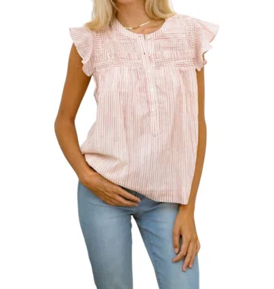 Erica Wilson Brooke Top In Red Cabana Stripe